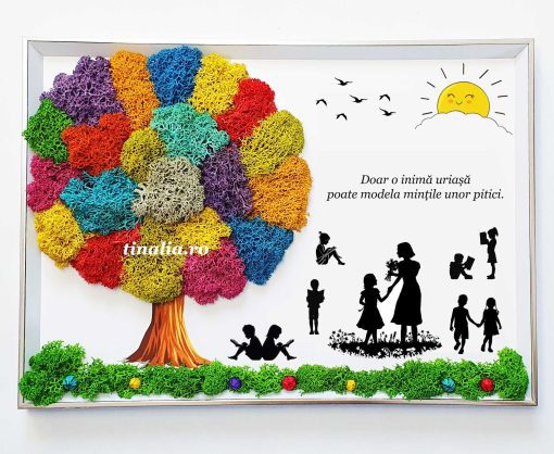 tablou cu licheni cadou personalizat pentru invatatoare desen